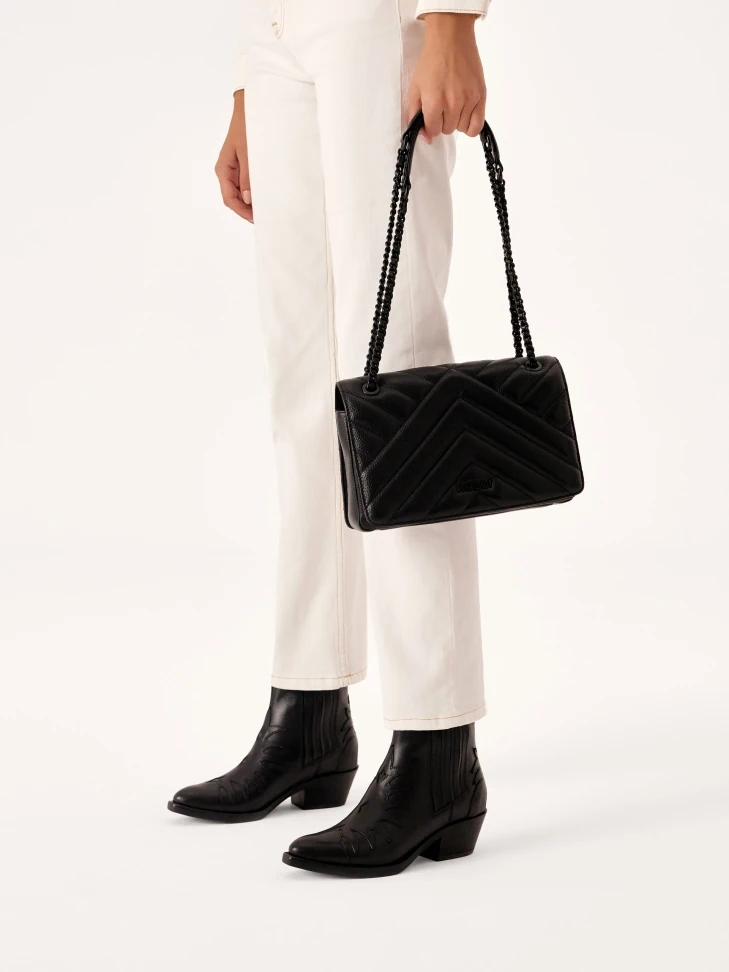 Kazar Elongated Shoulder Bag With Striking Stitching