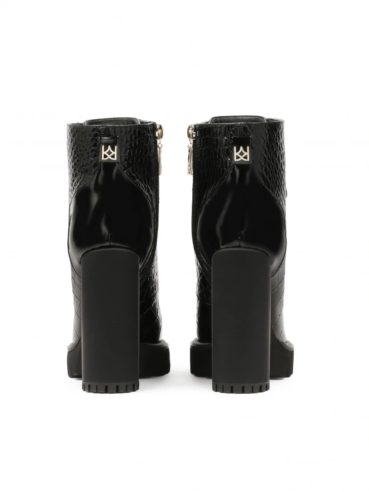 Kazar Embossed Leather Boots With Heel And Thick Sole