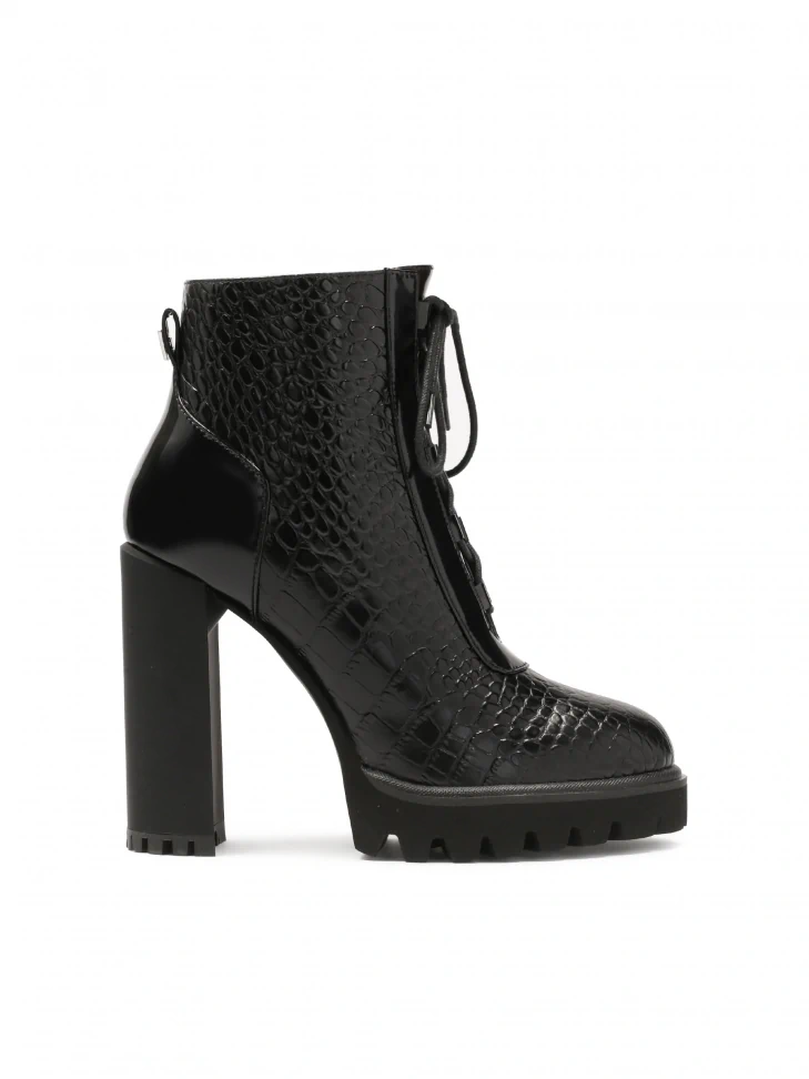 kazar Embossed leather boots with heel and thick sole
