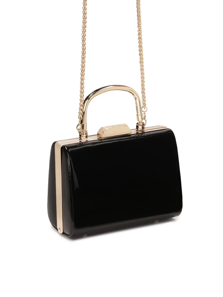 Kazar Evening Clutch Bag In Patent Leather In Black Color