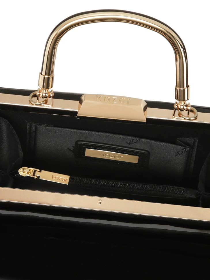 Kazar Evening Clutch Bag In Patent Leather In Black Color
