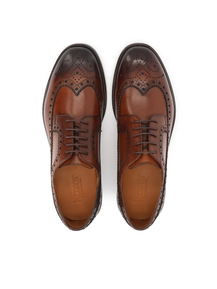 Kazar Exclusive Brogue Shoes In Brown Natural Leather