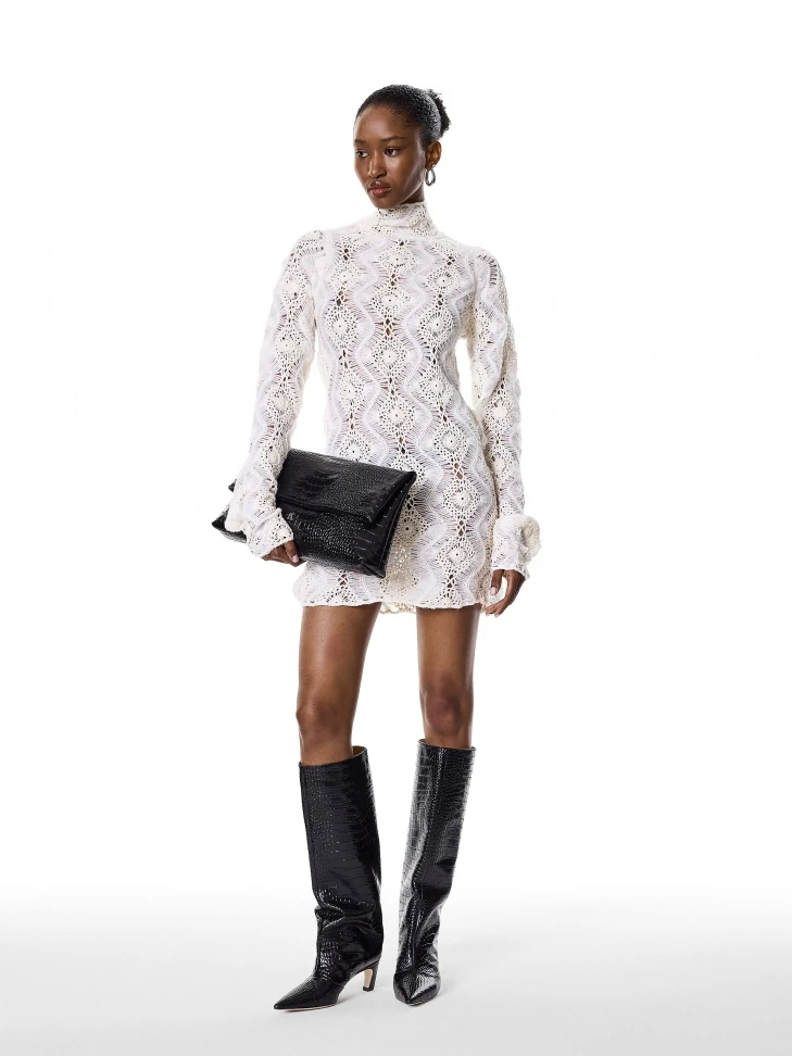 Kazar Fashionable Crocodile Pattern Embossed Leather Boots