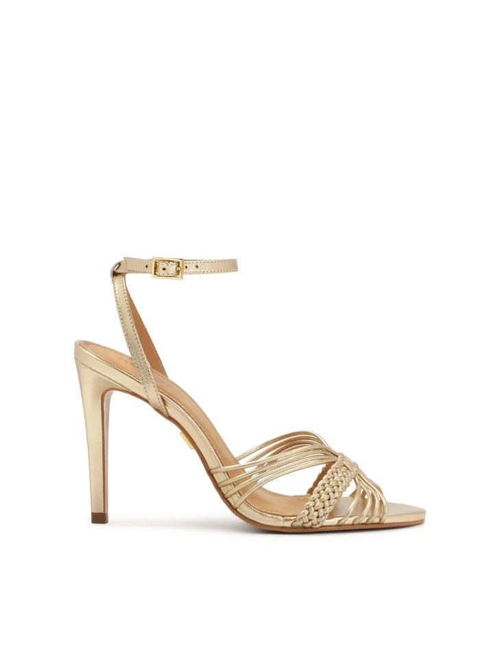 kazar Gold sandals with braided strap and ankle closure