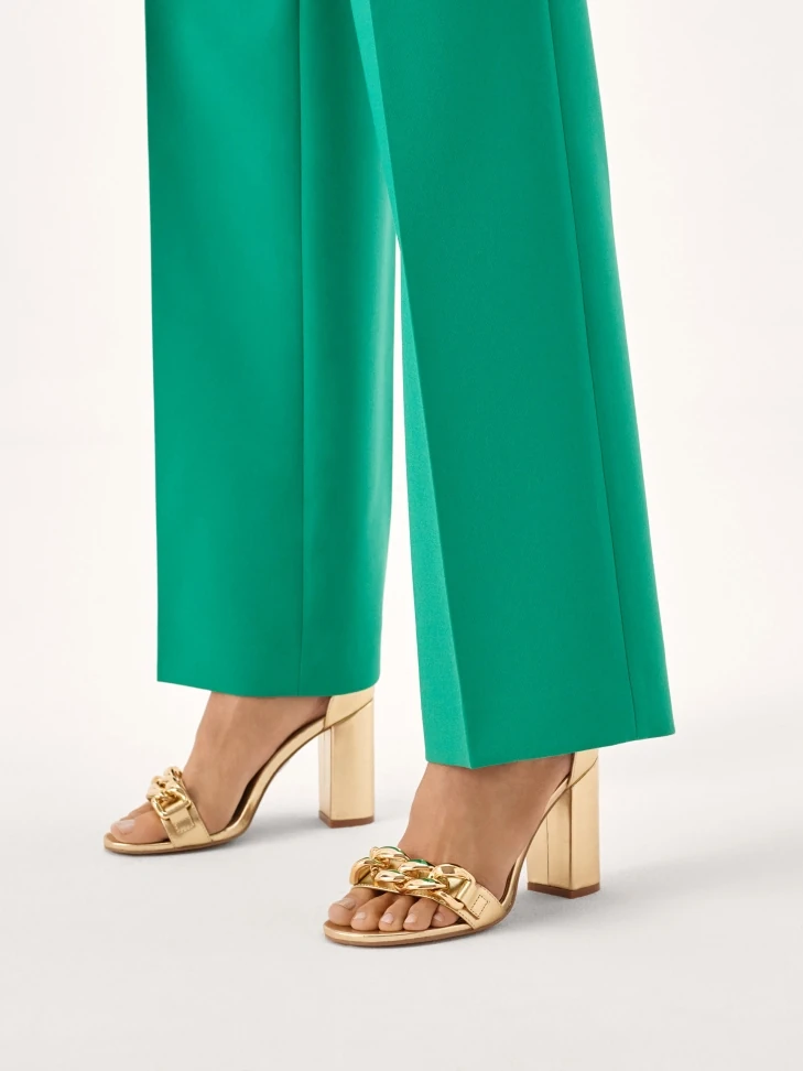 Kazar Golden Block Heel Sandals With A Covered Heel