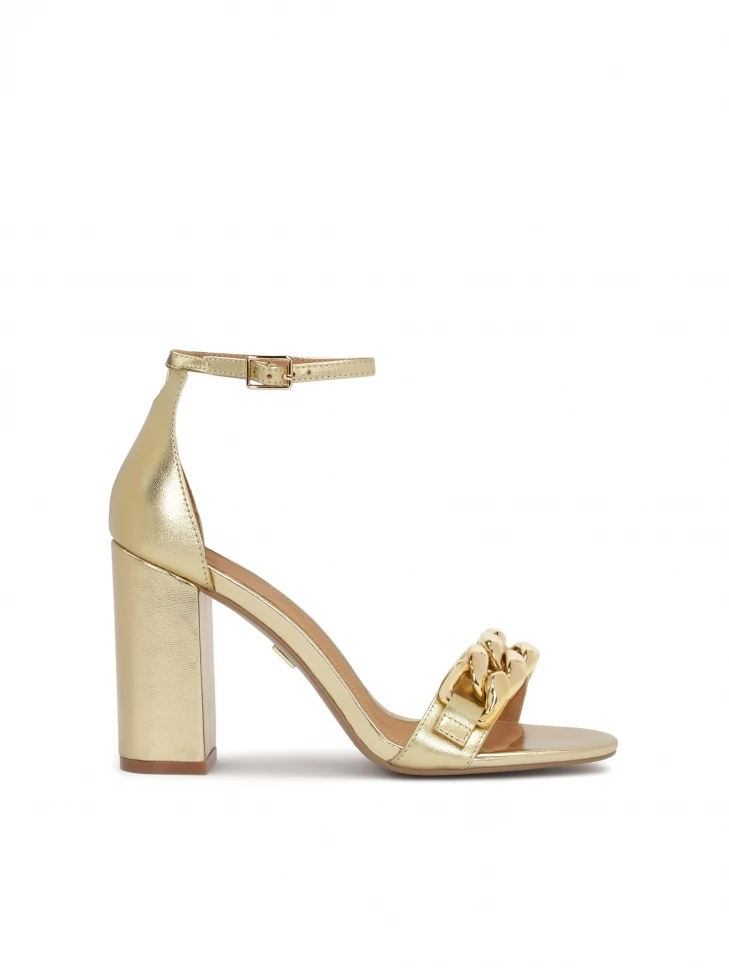 kazar Golden block heel sandals with a covered heel