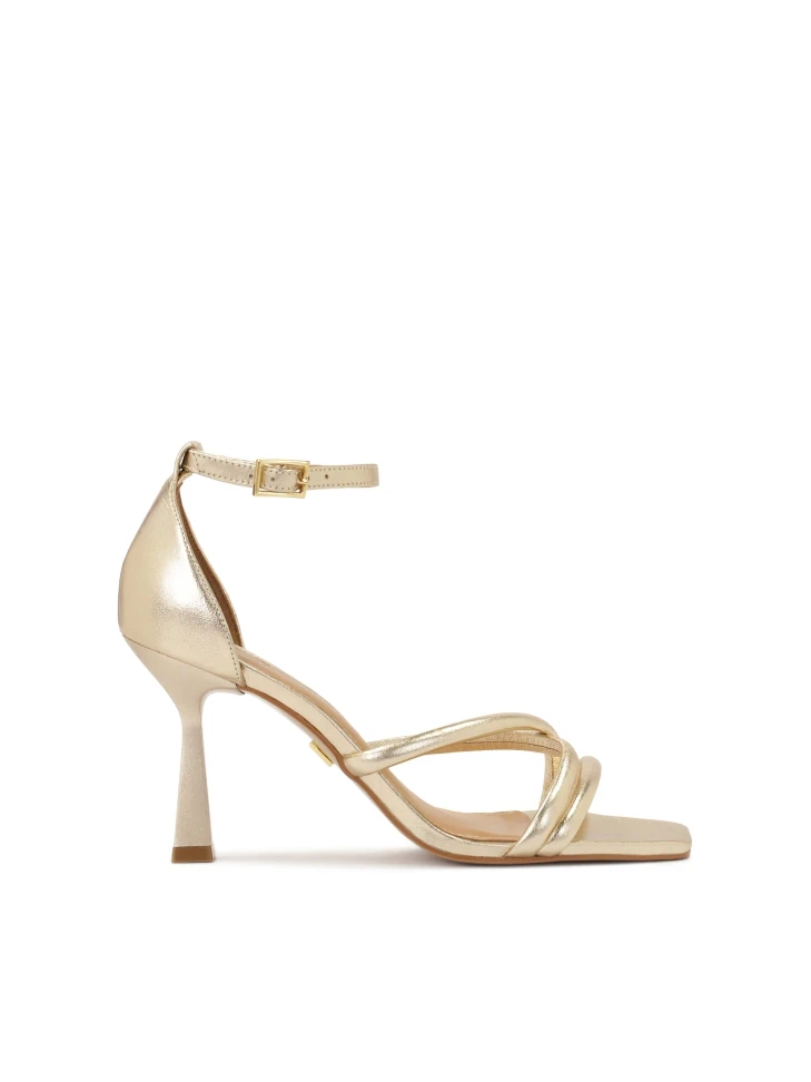Kazar Golden Sandals With A Covered Heel And A Square Toe