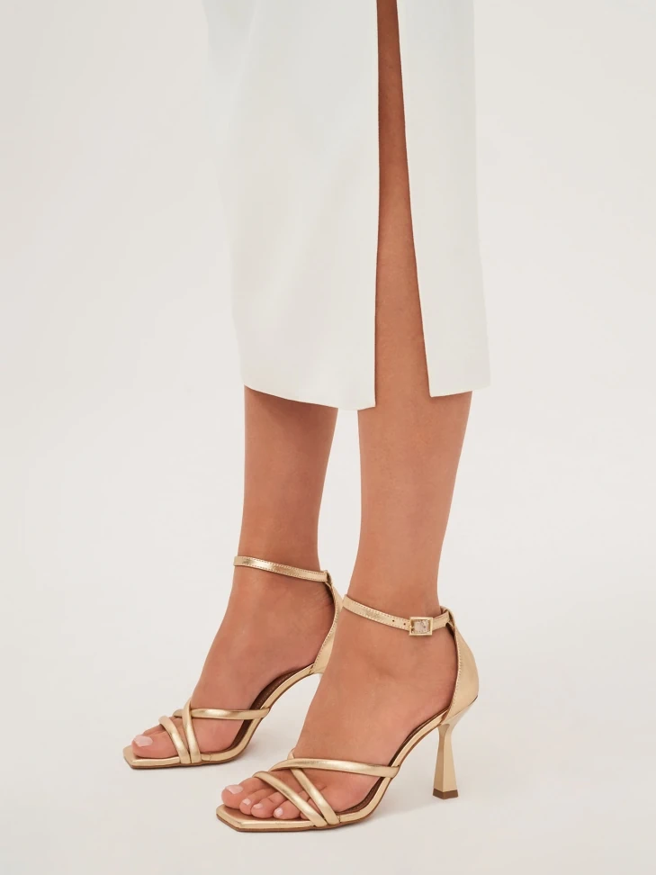 kazar Golden sandals with a covered heel and a square toe