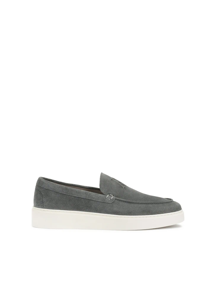 kazar Grey suede shoes with slip-on upper with logos