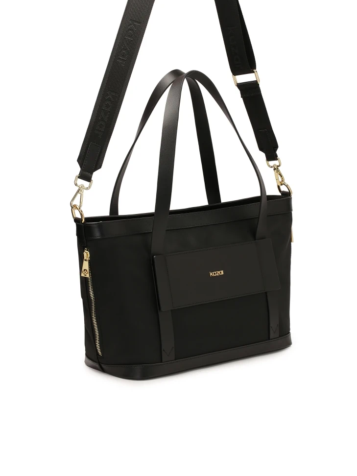 Kazar Handbag In Fabric And Leather With Handles And Strap