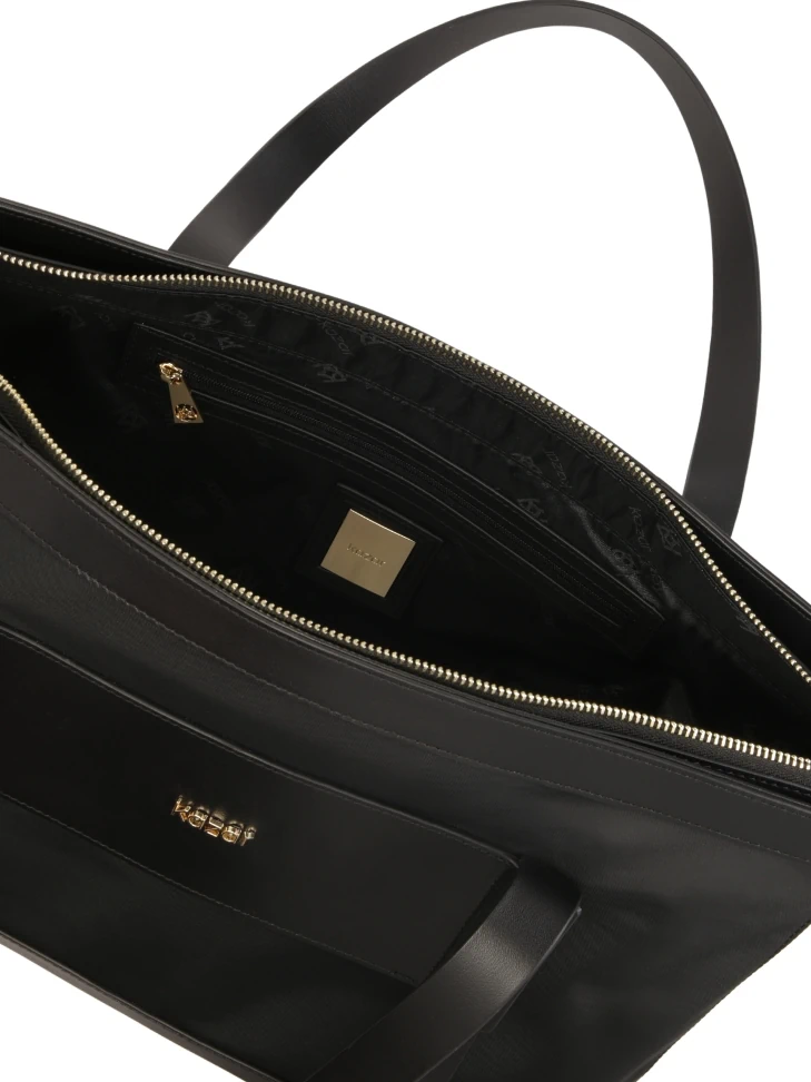 Kazar Handbag In Fabric And Leather With Handles And Strap