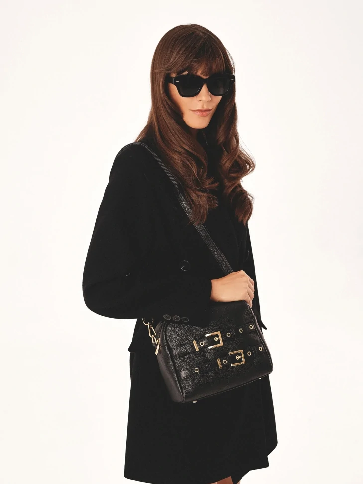 Kazar Handbag With Handle And Strap Decorated With Buckles