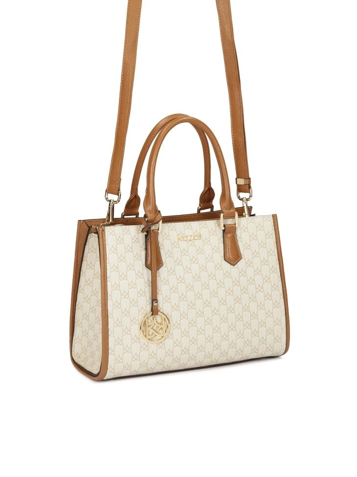 Kazar Handbag With Two Hand Grips Decorated With Monograms