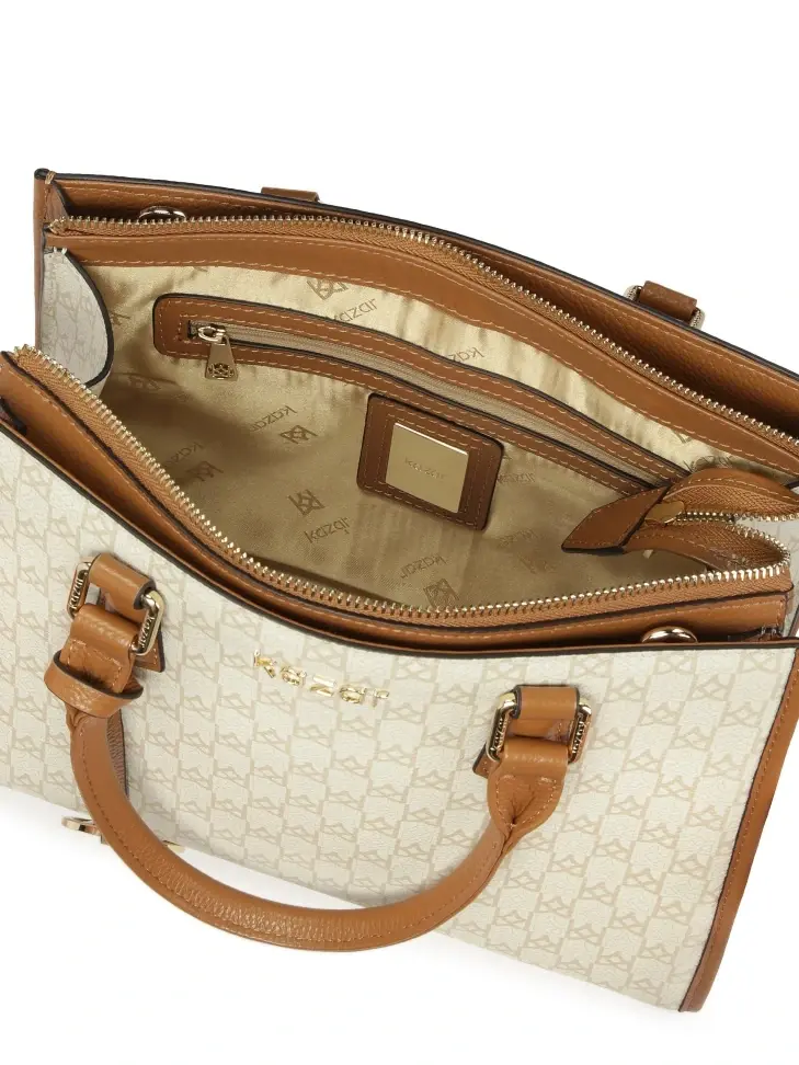 Kazar Handbag With Two Hand Grips Decorated With Monograms