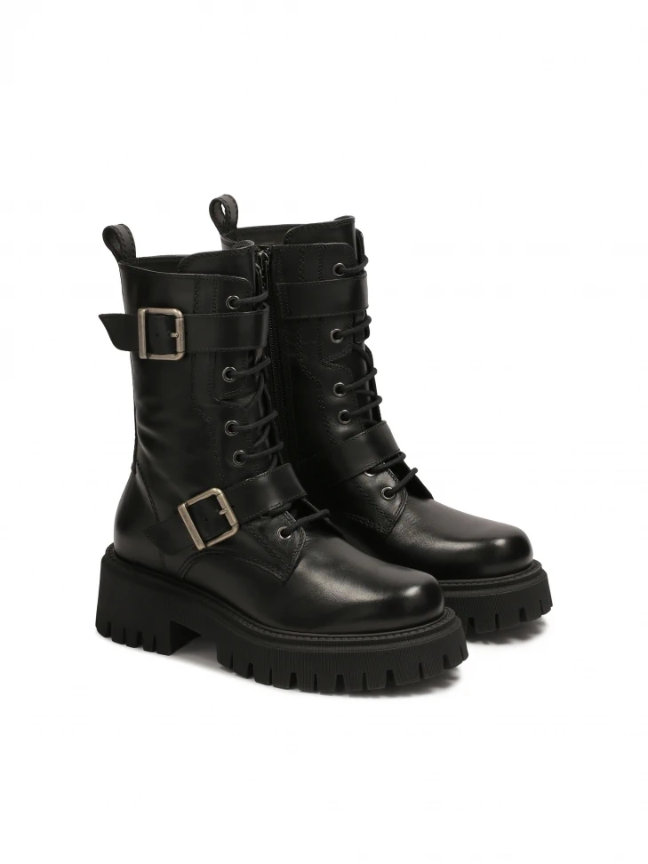 Kazar High Boots Decorated With Straps With Buckles
