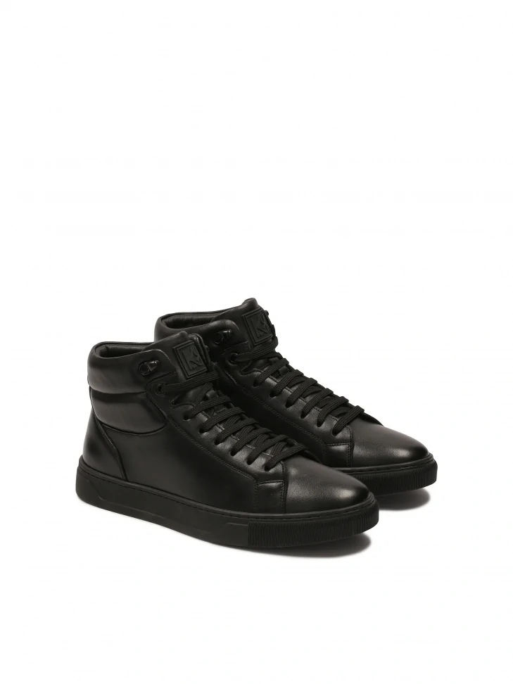 Kazar High-top Sneakers Made Of Natural Leather In Black Color