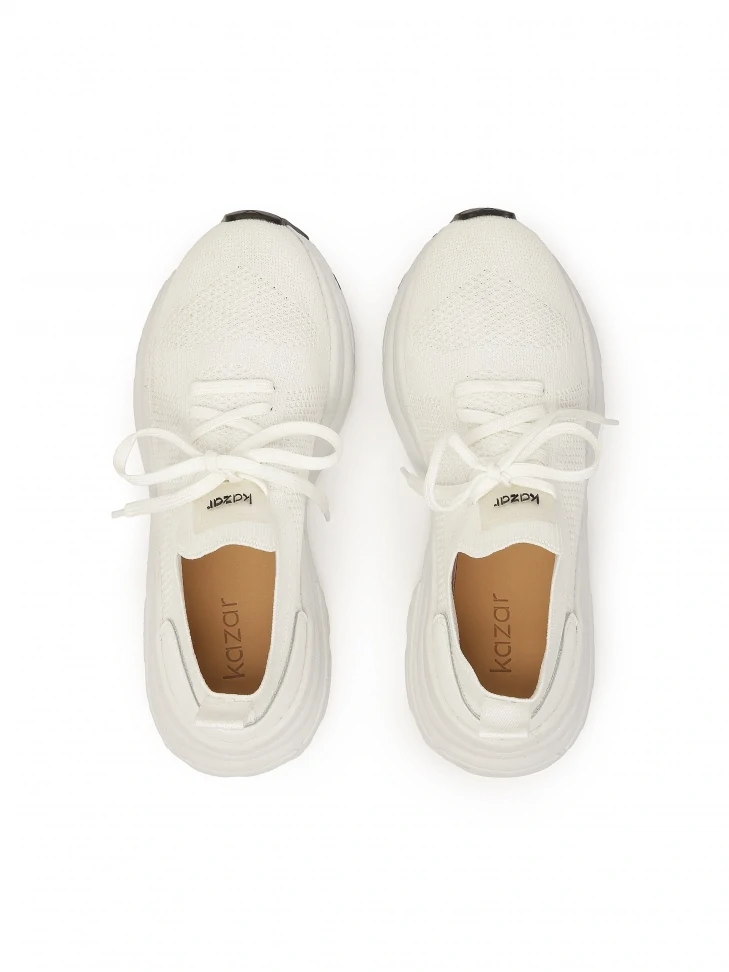 Kazar Airy White Fabric Sneakers