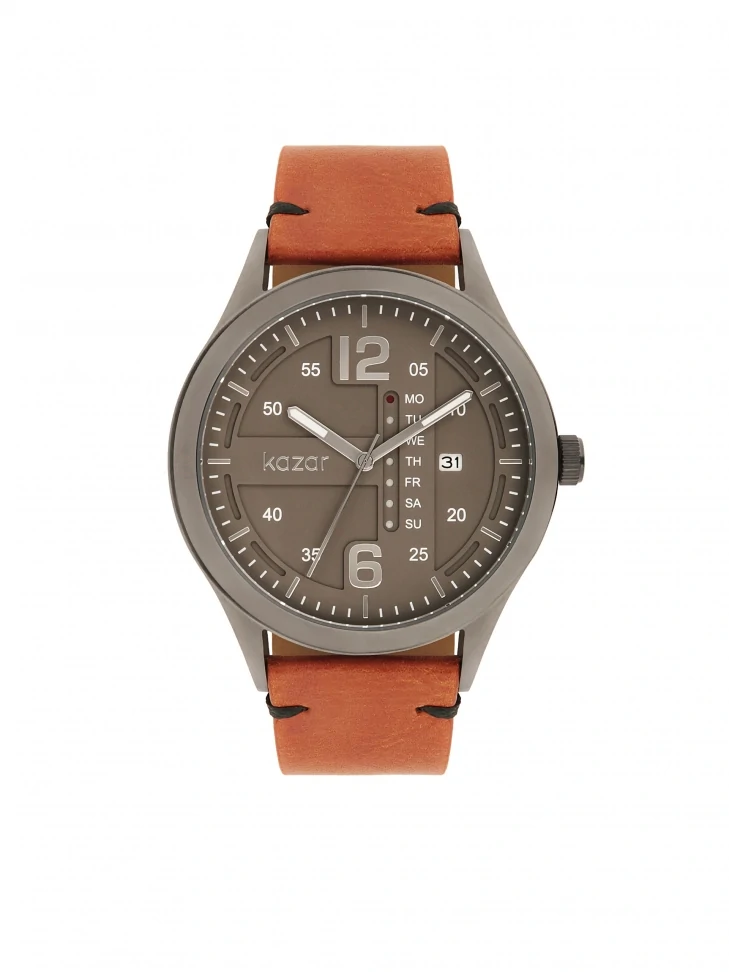 kazar Analog watch with brown leather strap