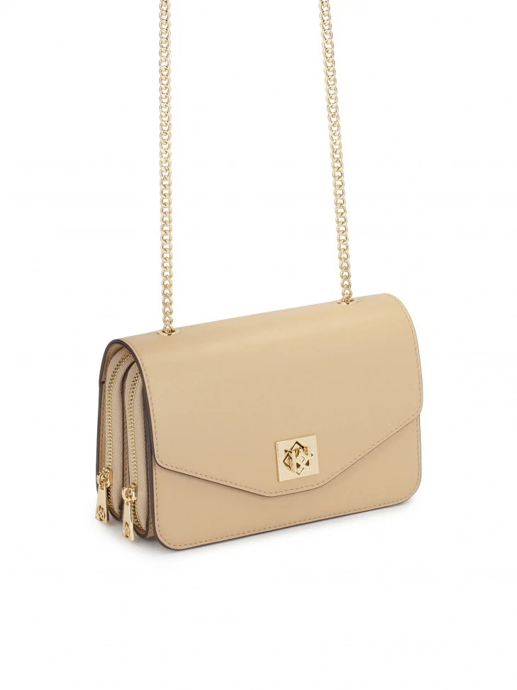 Kazar Beige Accordion Mailbag With Flap