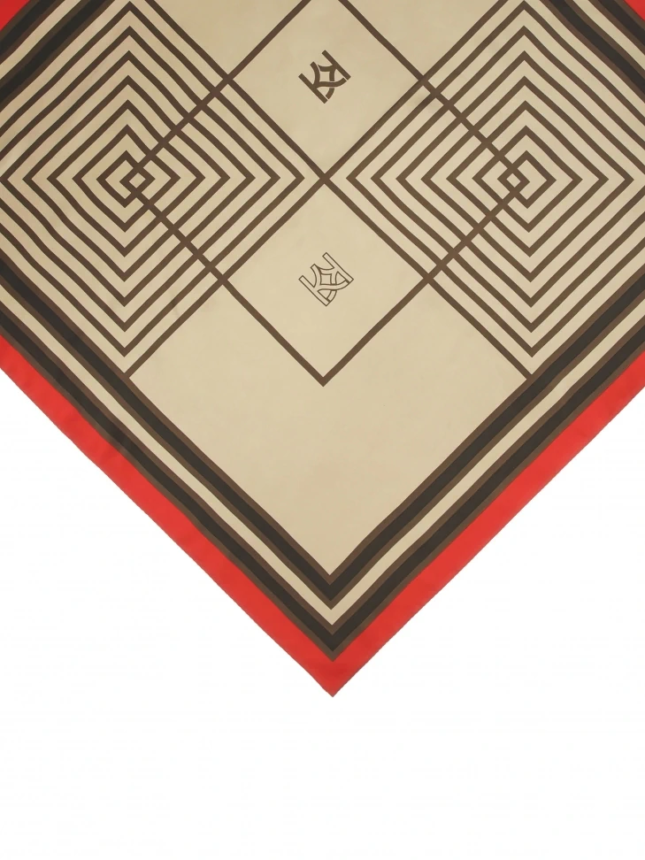 Kazar Beige And Brown Silk Scarf