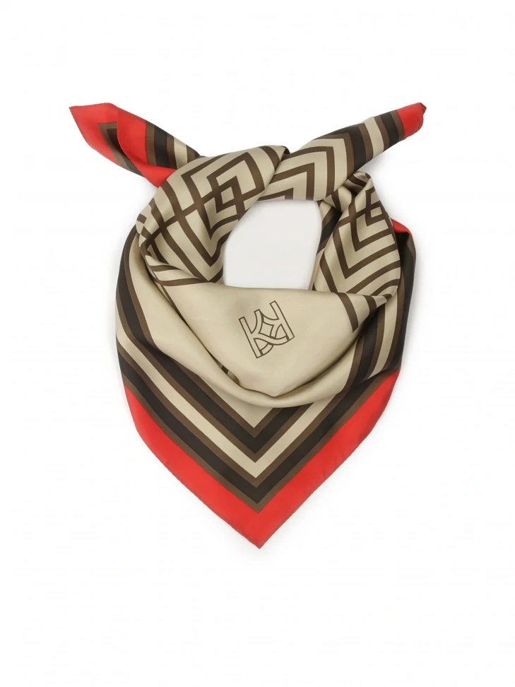 kazar Beige and brown silk scarf