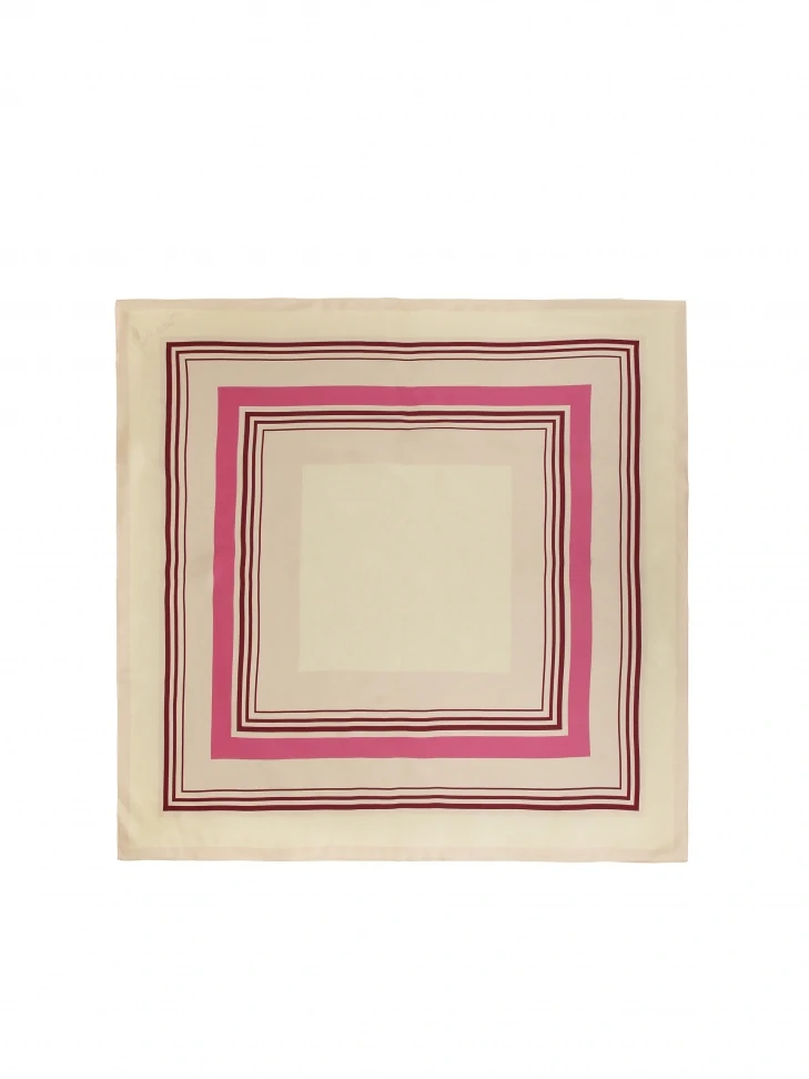 Kazar Beige And Pink Silk Scarf
