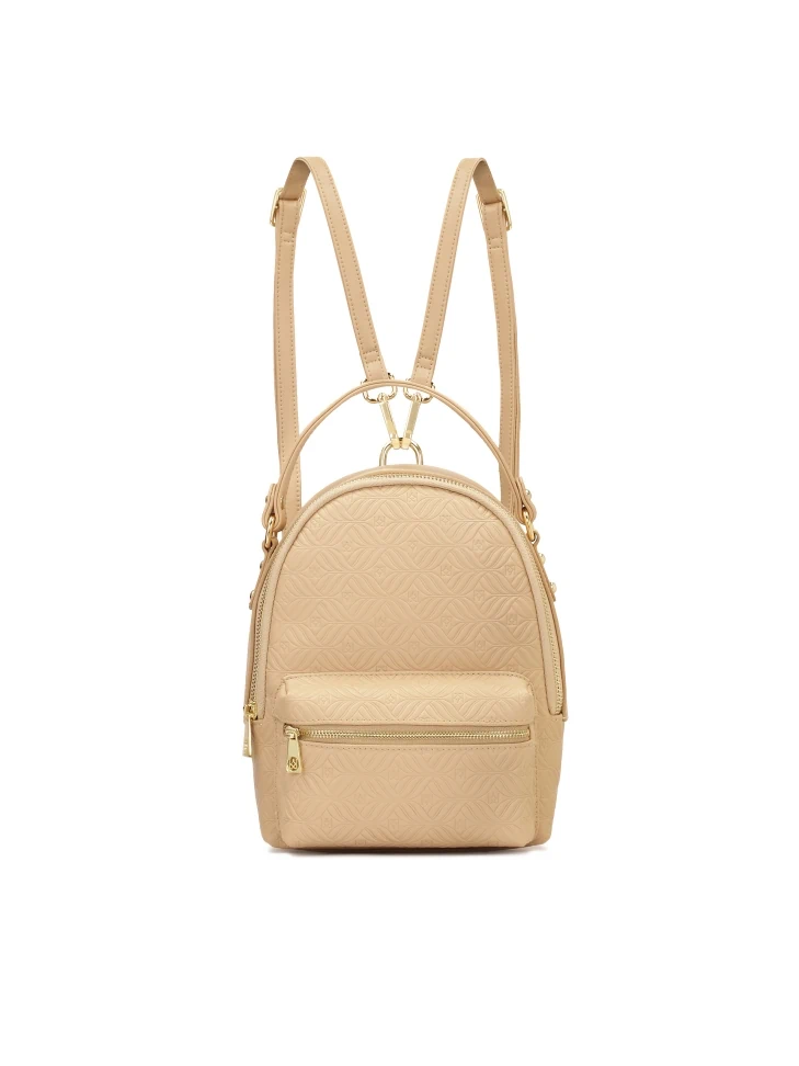kazar Beige backpack with unique embossed pattern