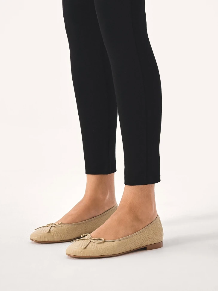 Kazar Beige Ballerinas With Embossed Pattern