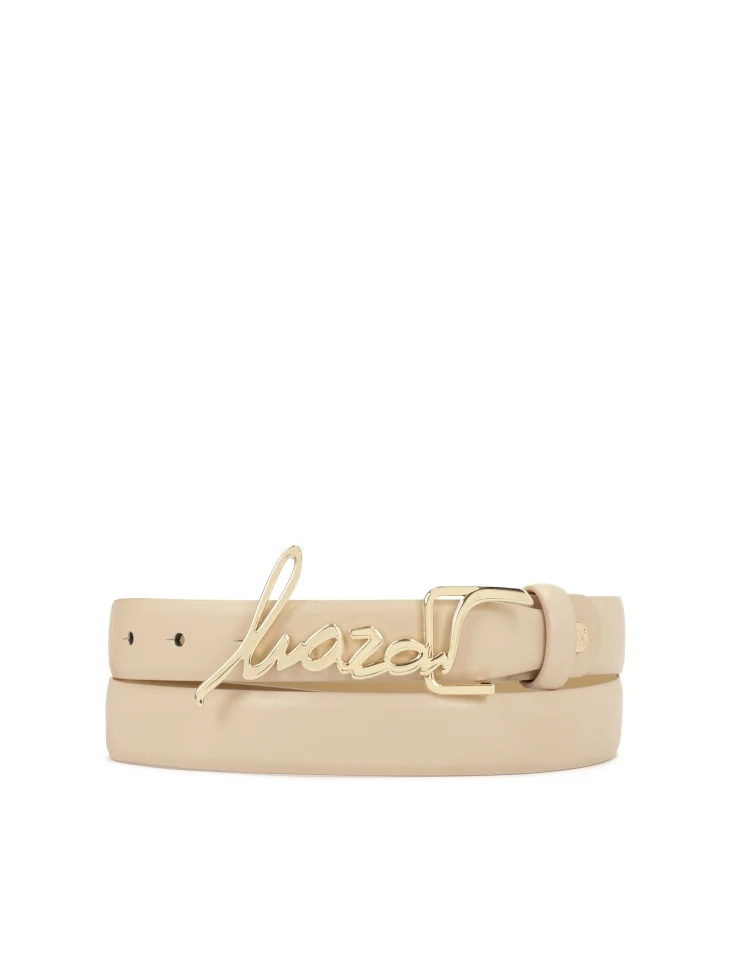 kazar Beige belt with brand name buckle