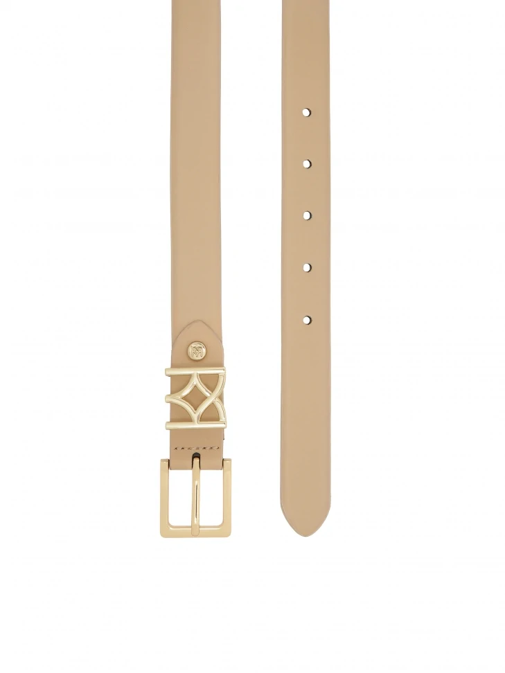 Kazar Beige Belt With Monogrammed Belt Loop