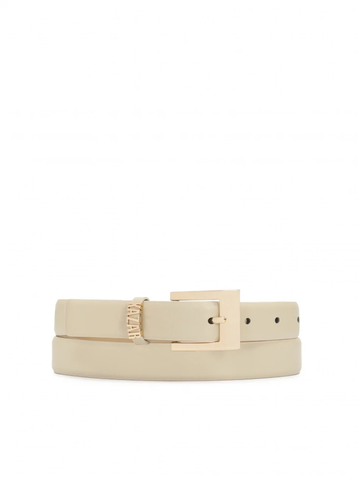 kazar Beige belt with signature belt loop