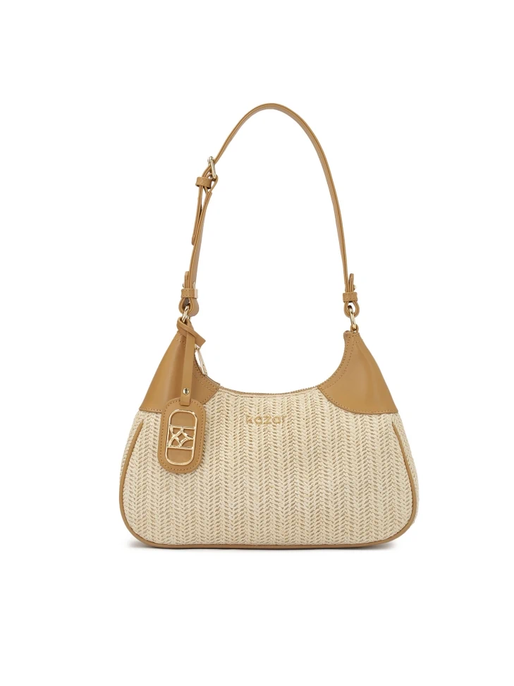 kazar Beige braided baguette handbag