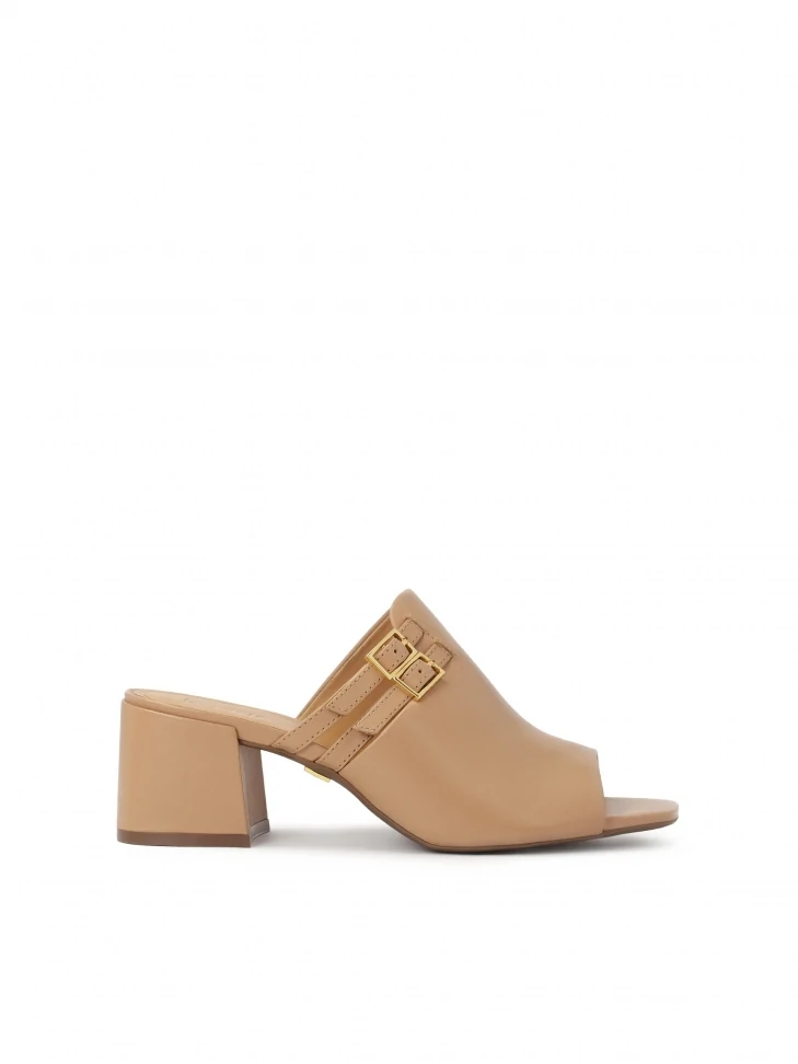 kazar Beige built-in heeled mules