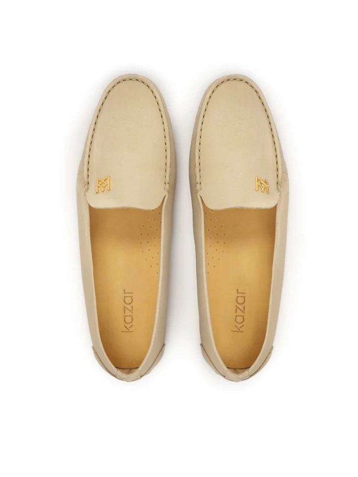 Kazar Beige Casual Nubuck Moccasins
