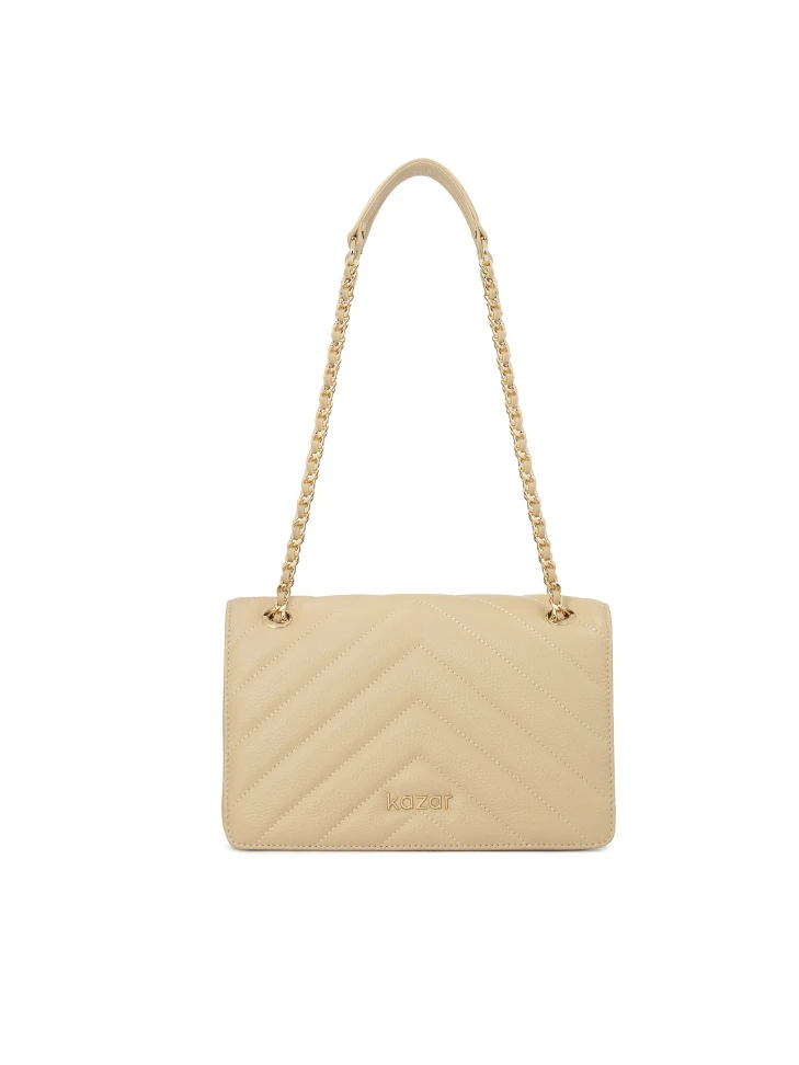 kazar Beige chain handbag with leather insert