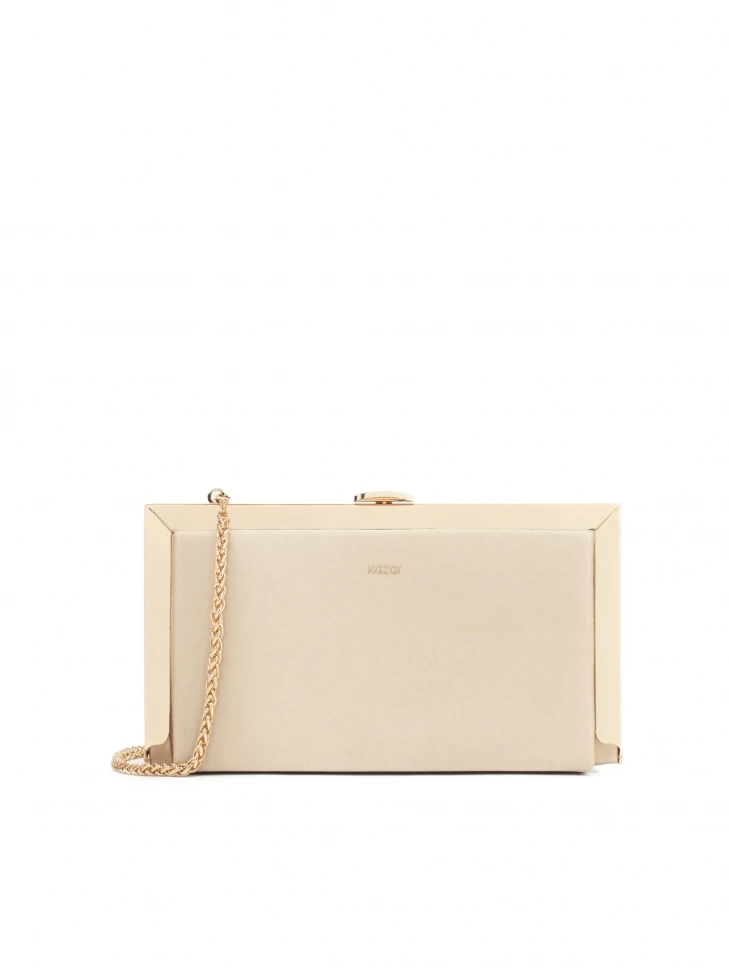 kazar Beige clutch bag with metal frame
