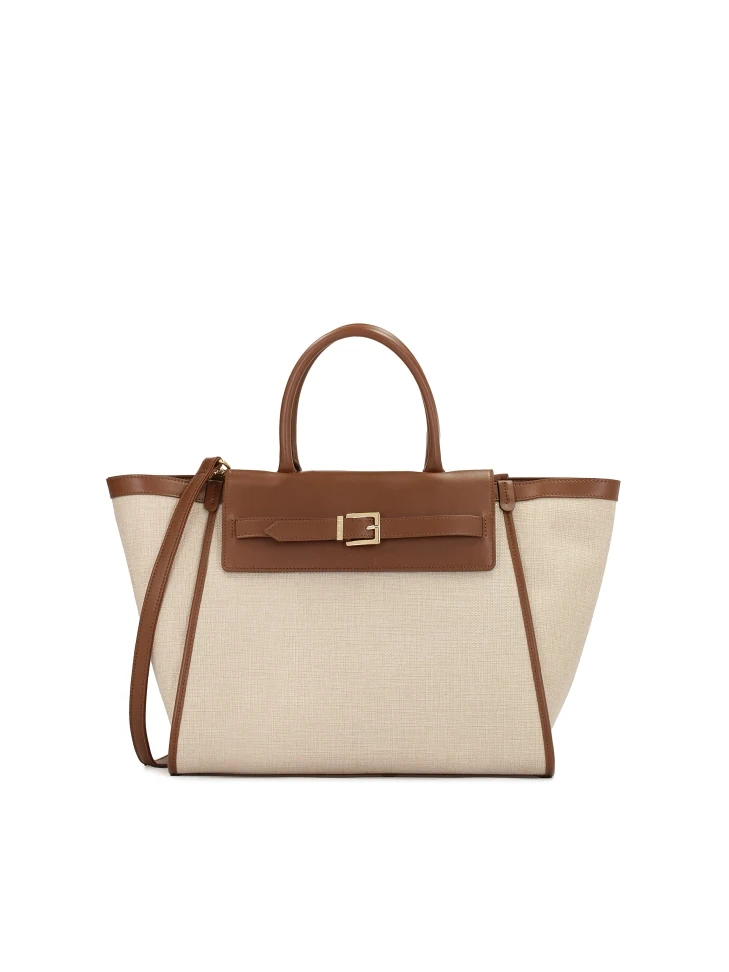 kazar Beige Fabric Tote Bag