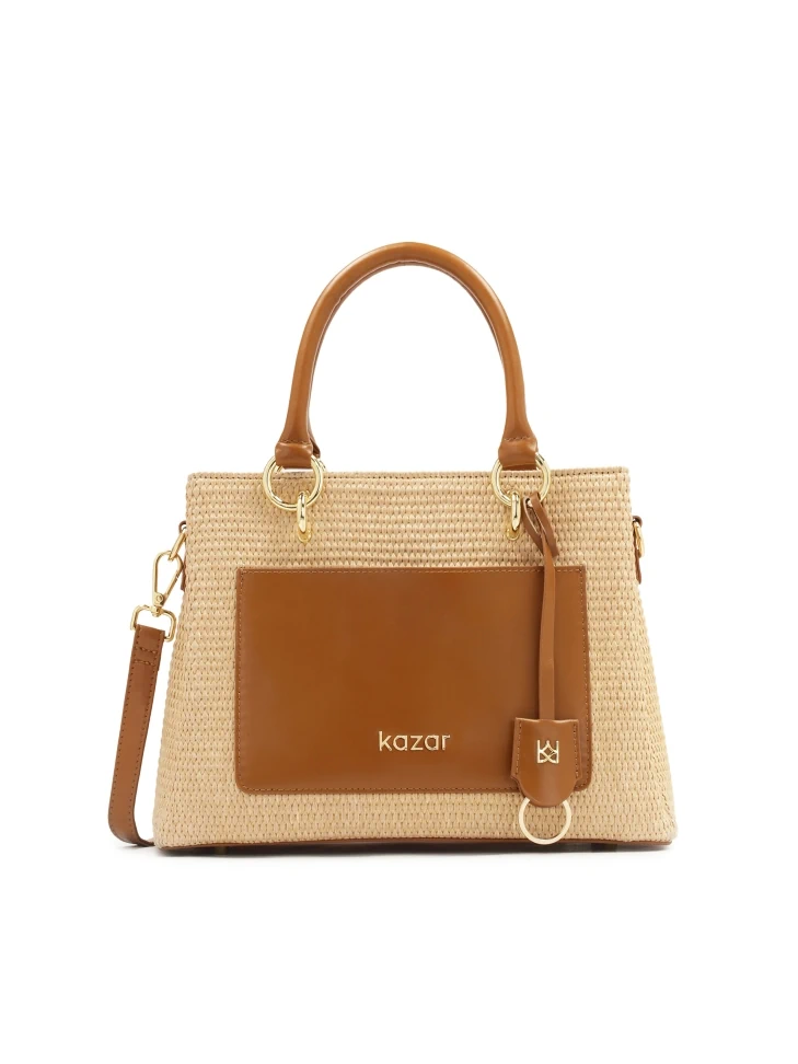 kazar Beige handbag with braided pattern
