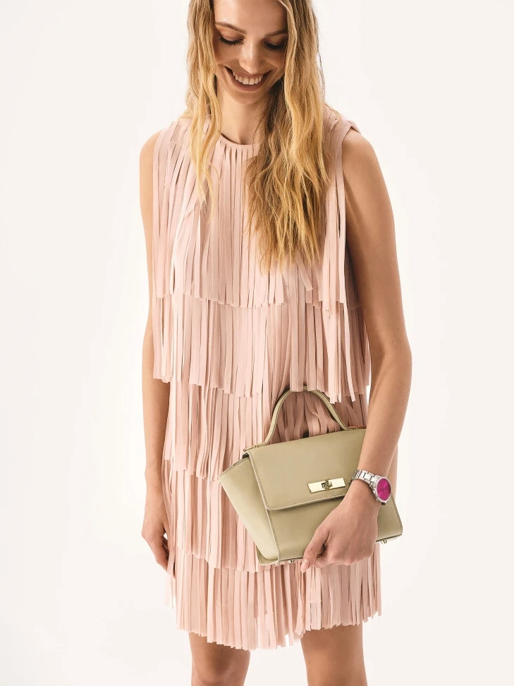 Kazar Beige Handbag With Extended Sides