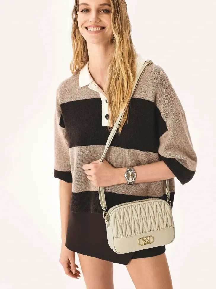 Kazar Beige Handbag With Striking Monogram KAZAR