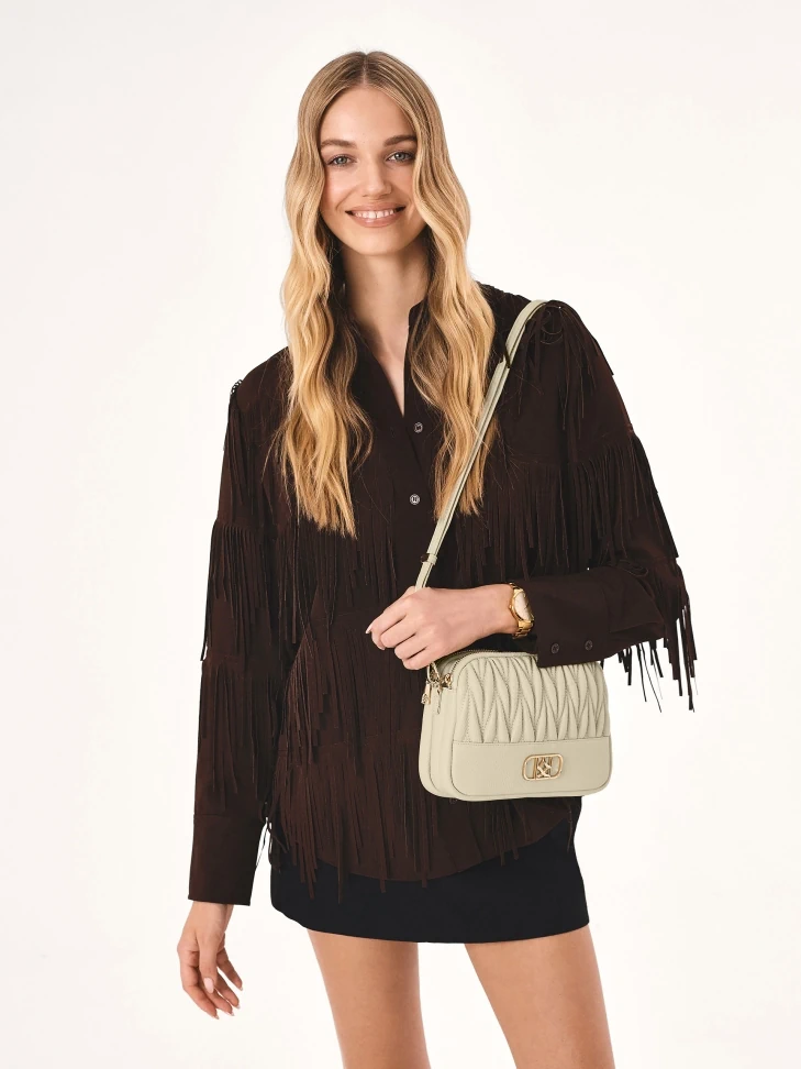 Kazar Beige Handbag With Striking Monogram KAZAR