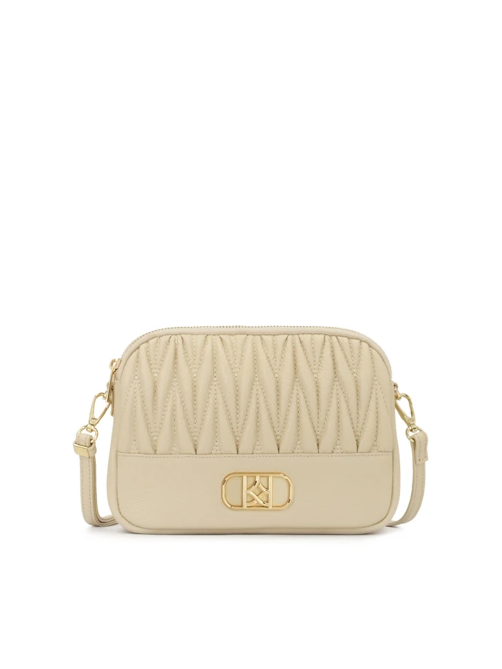 kazar Beige handbag with striking monogram KAZAR