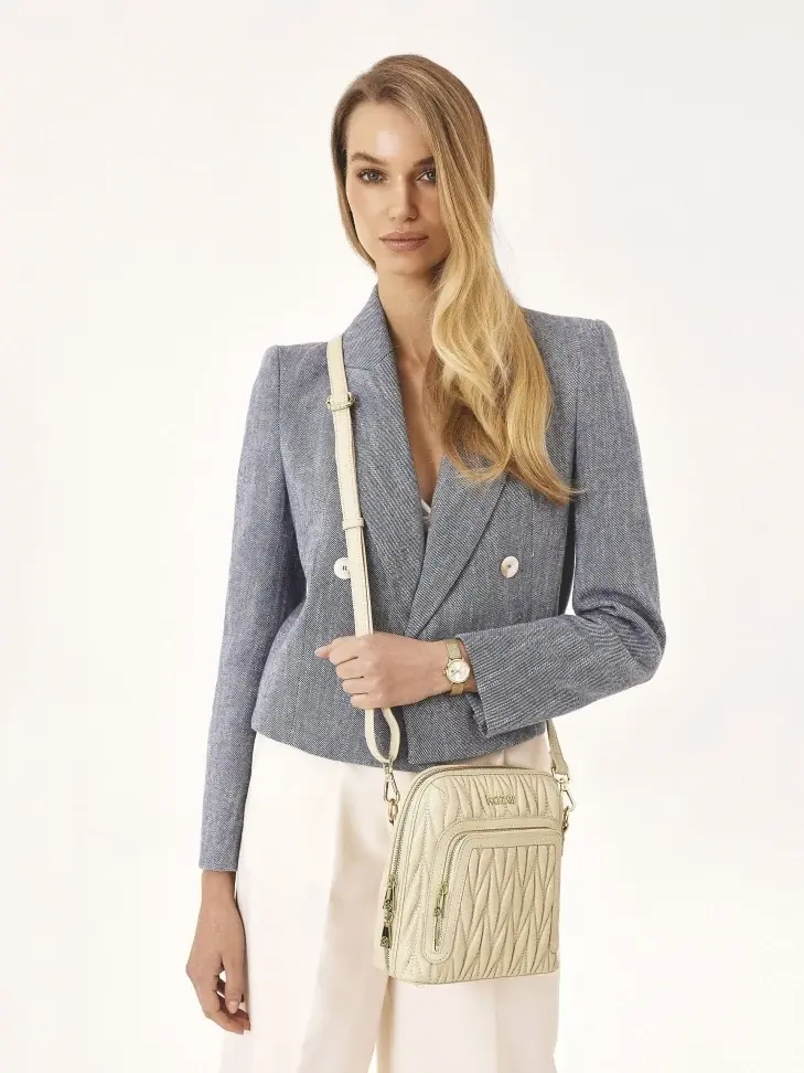 Kazar Beige Handbag With Striking Quilting