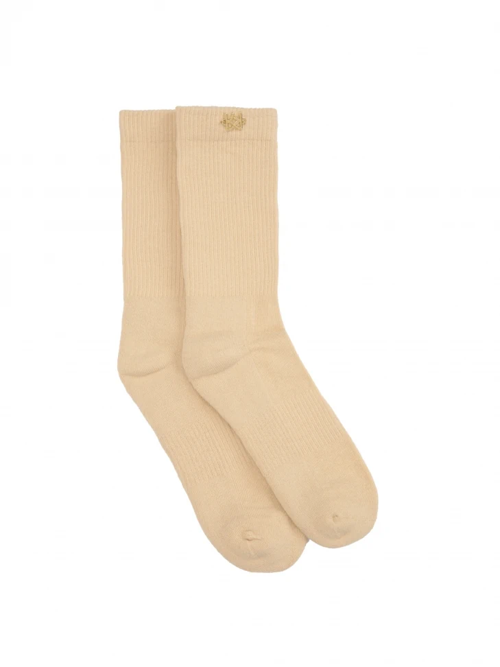 Kazar Beige High Socks With Monogram
