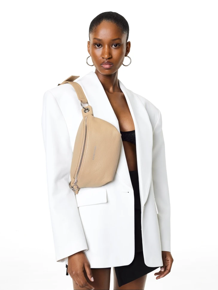 Kazar Beige Leather Belt Bag