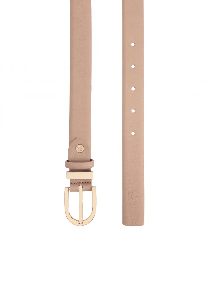Kazar Beige Leather Belt With Metal Loop