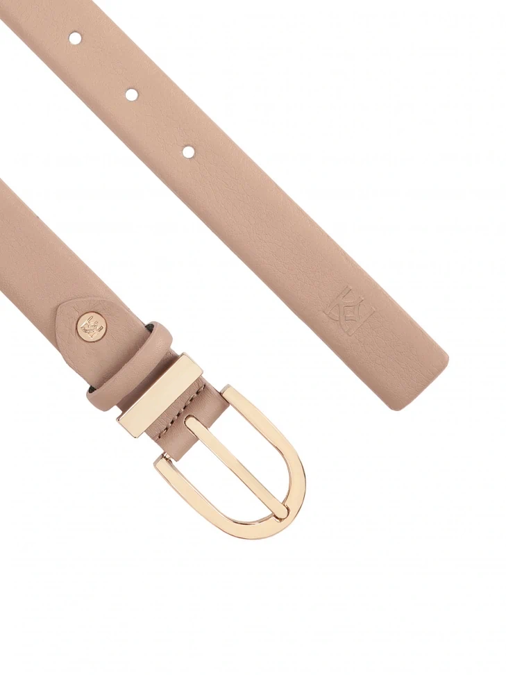 Kazar Beige Leather Belt With Metal Loop