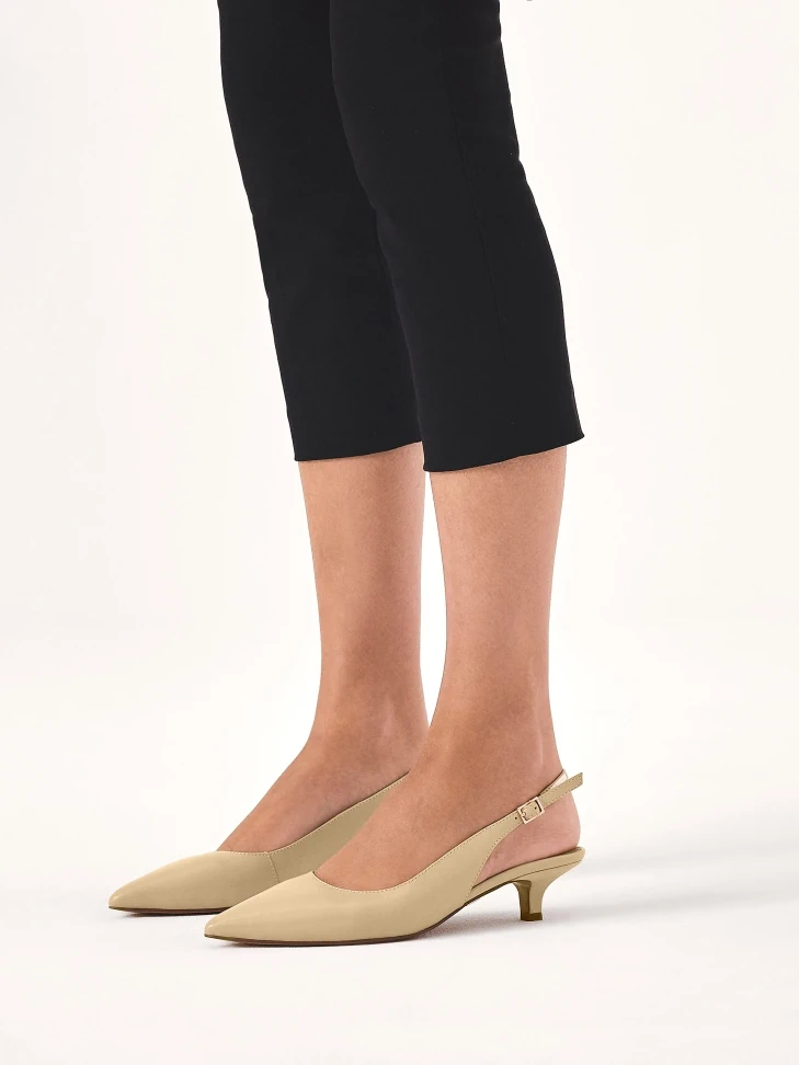 Kazar Beige Leather Duckling Pumps