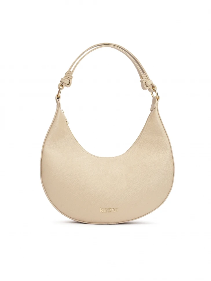 kazar Beige leather handbag with a unique shape