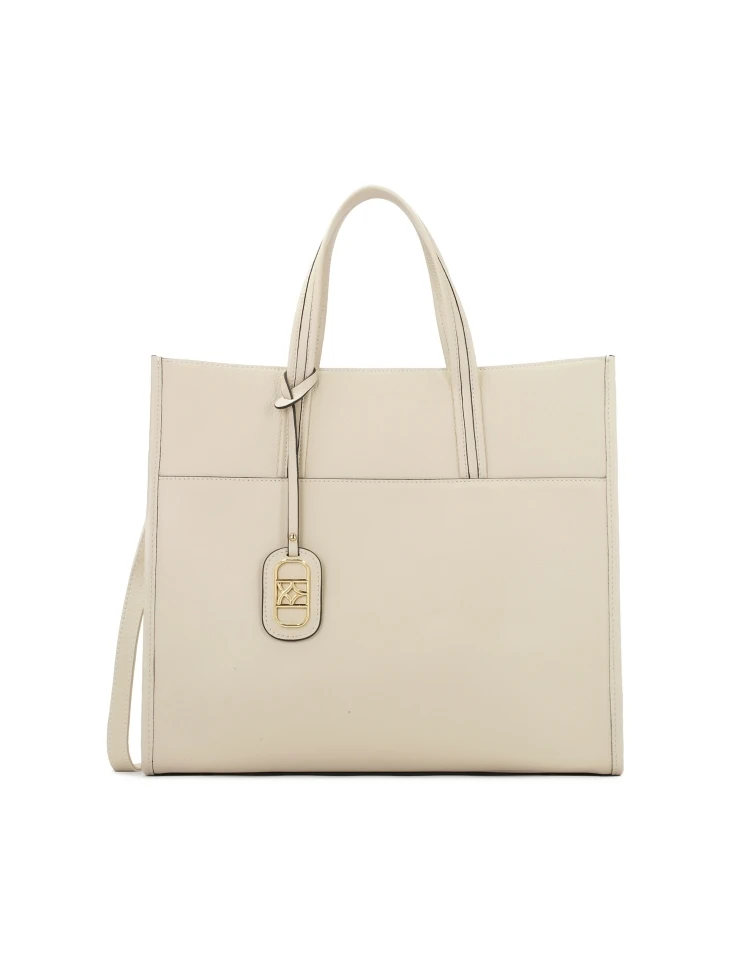 kazar Beige leather handbag with two handles